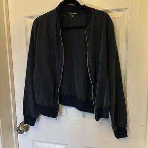 American Apparel lightweight navy blue bomber zip up with pockets
